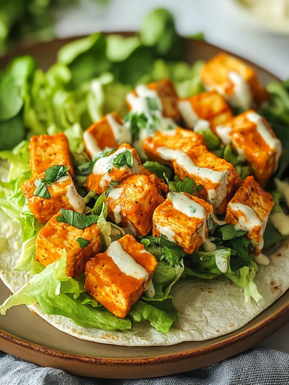 Quick & Easy Buffalo Tofu Wraps