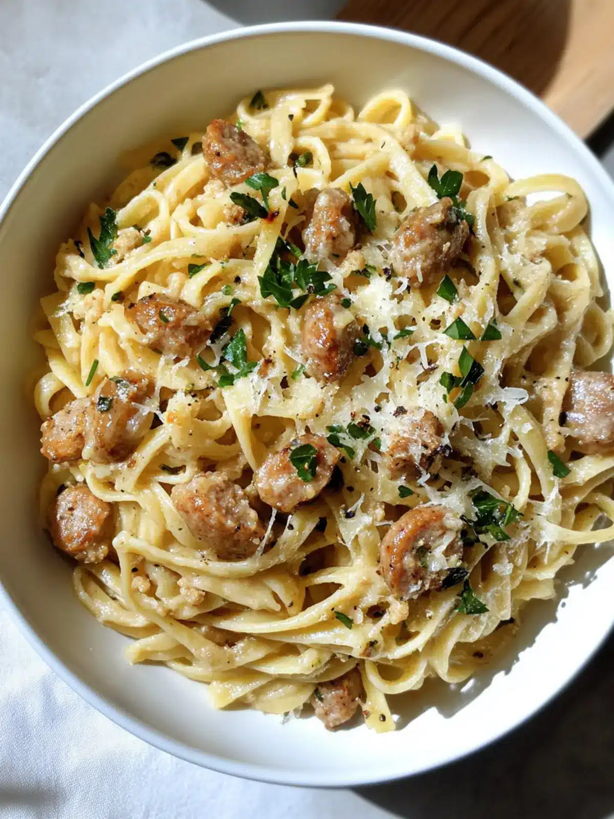 Roasted Garlic Sausage & White Wine Pasta