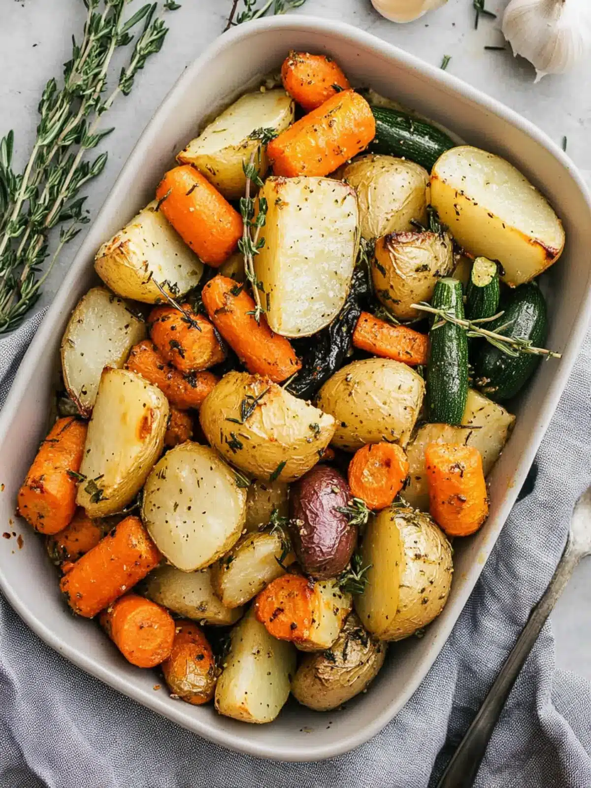 Garlic Herb Roasted Potatoes, Carrots, and Zucchini Bliss 4 Garlic Herb Roasted Potatoes, Carrots, and Zucchini