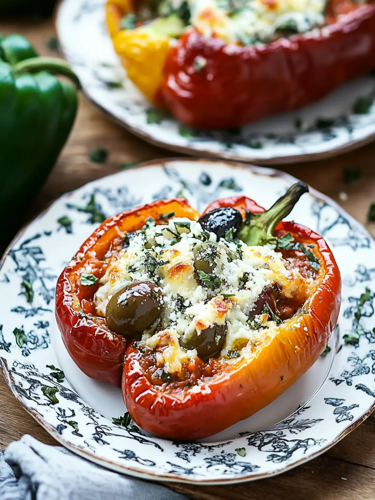 Savory Greek Stuffed Peppers with Cheese & Olives Delight 2 Greek Stuffed Peppers with Cheese & Olives