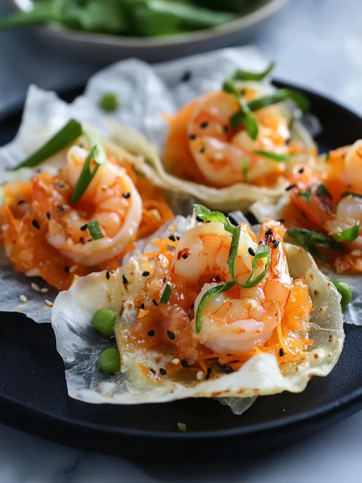 Spicy Shrimp with Rice Paper Chips: Your New Favorite Taco 5 Spicy Shrimp with Rice Paper Chips (Asian Shrimp Taco)