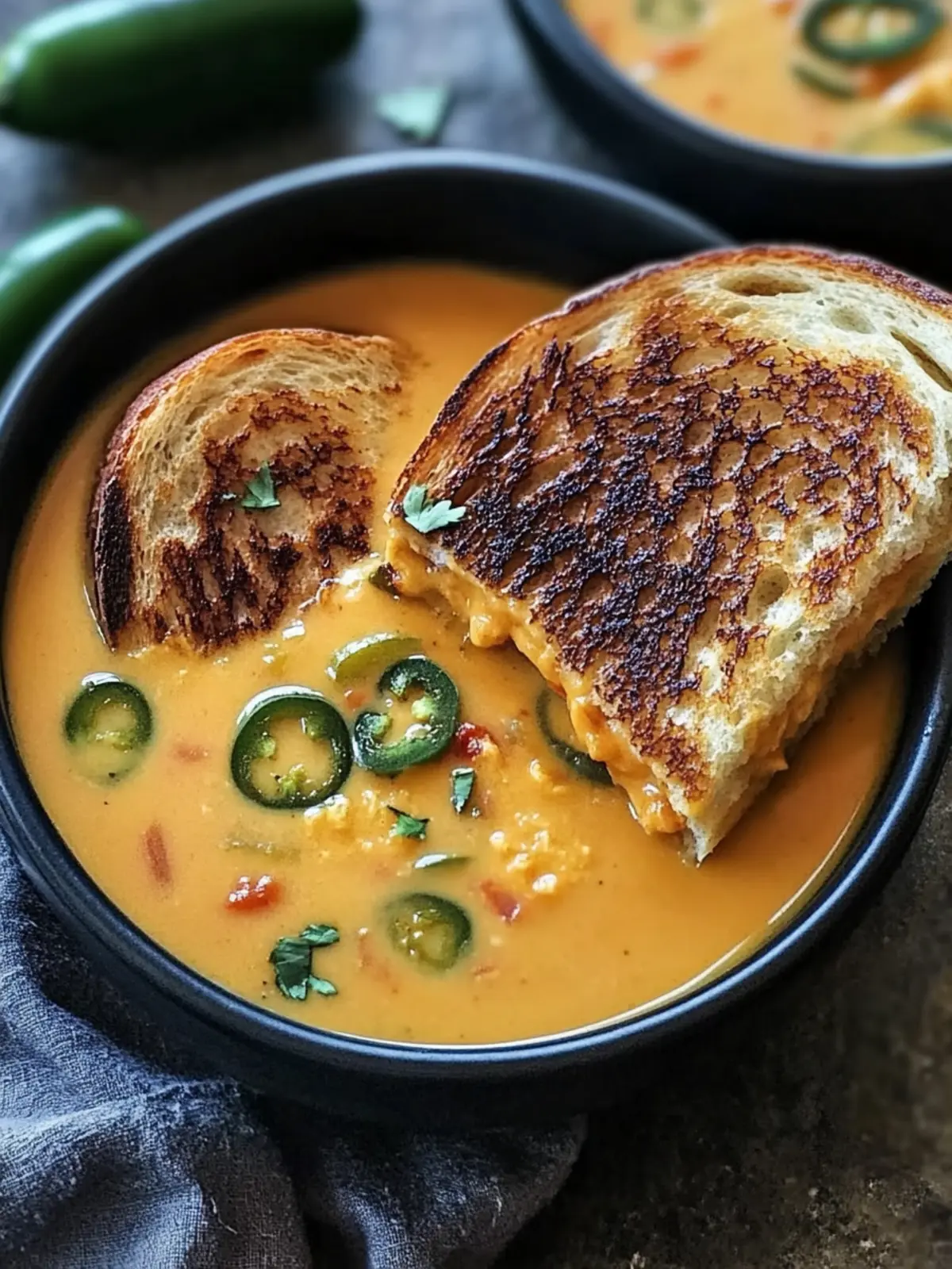 Spicy Jalapeño Popper Soup with Grilled Cheese Dippers Delight 4 Spicy Jalapeño Popper Soup with Grilled Cheese Dippers