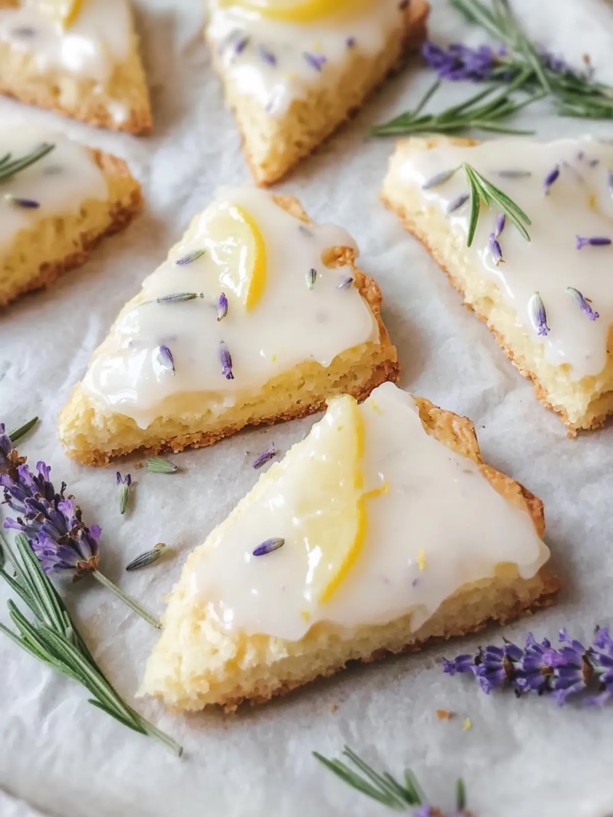 Lavender & Rosemary Scones with Lemon Glaze: A Delightful Treat 3 Lavender & Rosemary Scones + Lemon Glaze