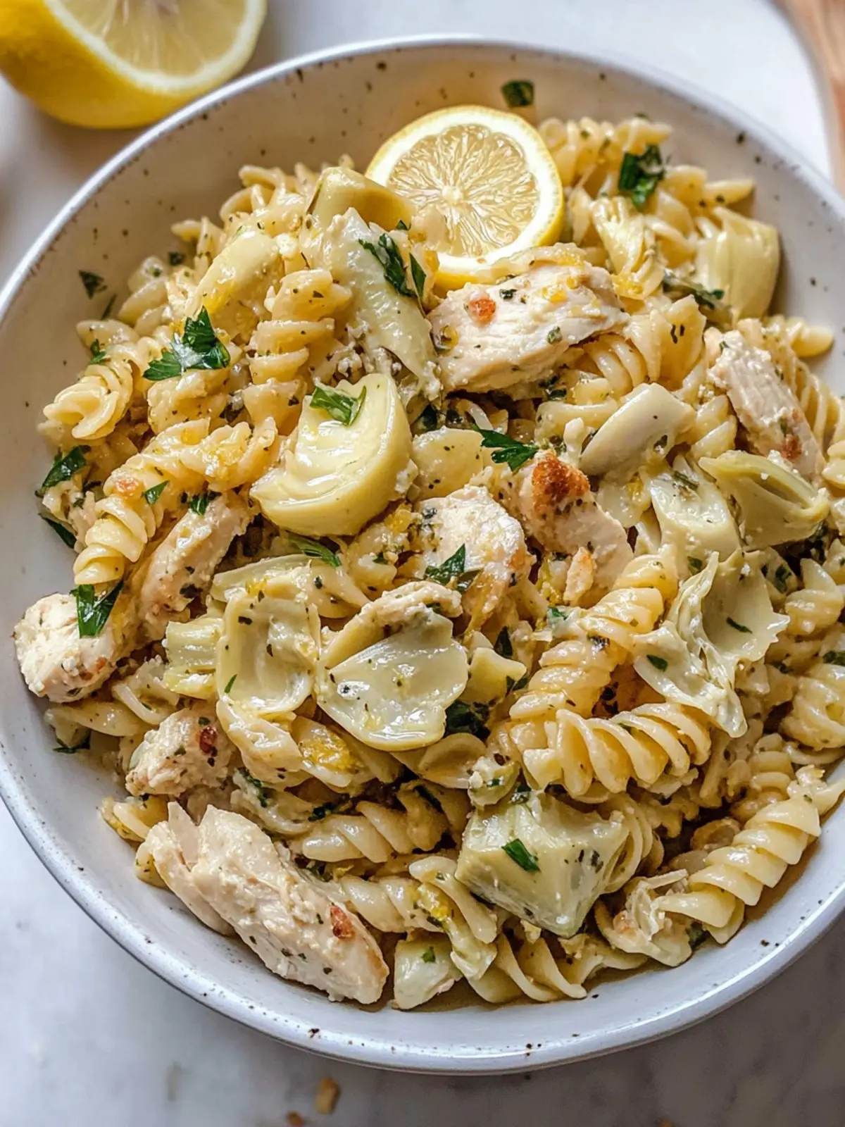 Lemon Chicken Artichoke Pasta Salad for Vibrant Flavor Lovers 3 Lemon Chicken Artichoke Pasta Salad.