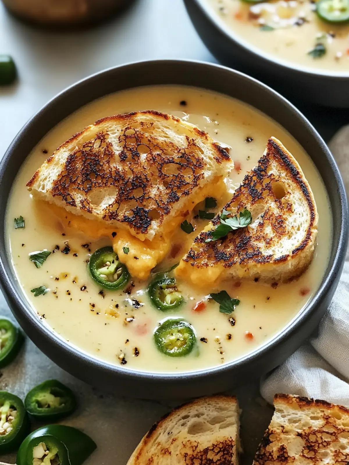 Spicy Jalapeño Popper Soup with Grilled Cheese Dippers Delight 3 Spicy Jalapeño Popper Soup with Grilled Cheese Dippers
