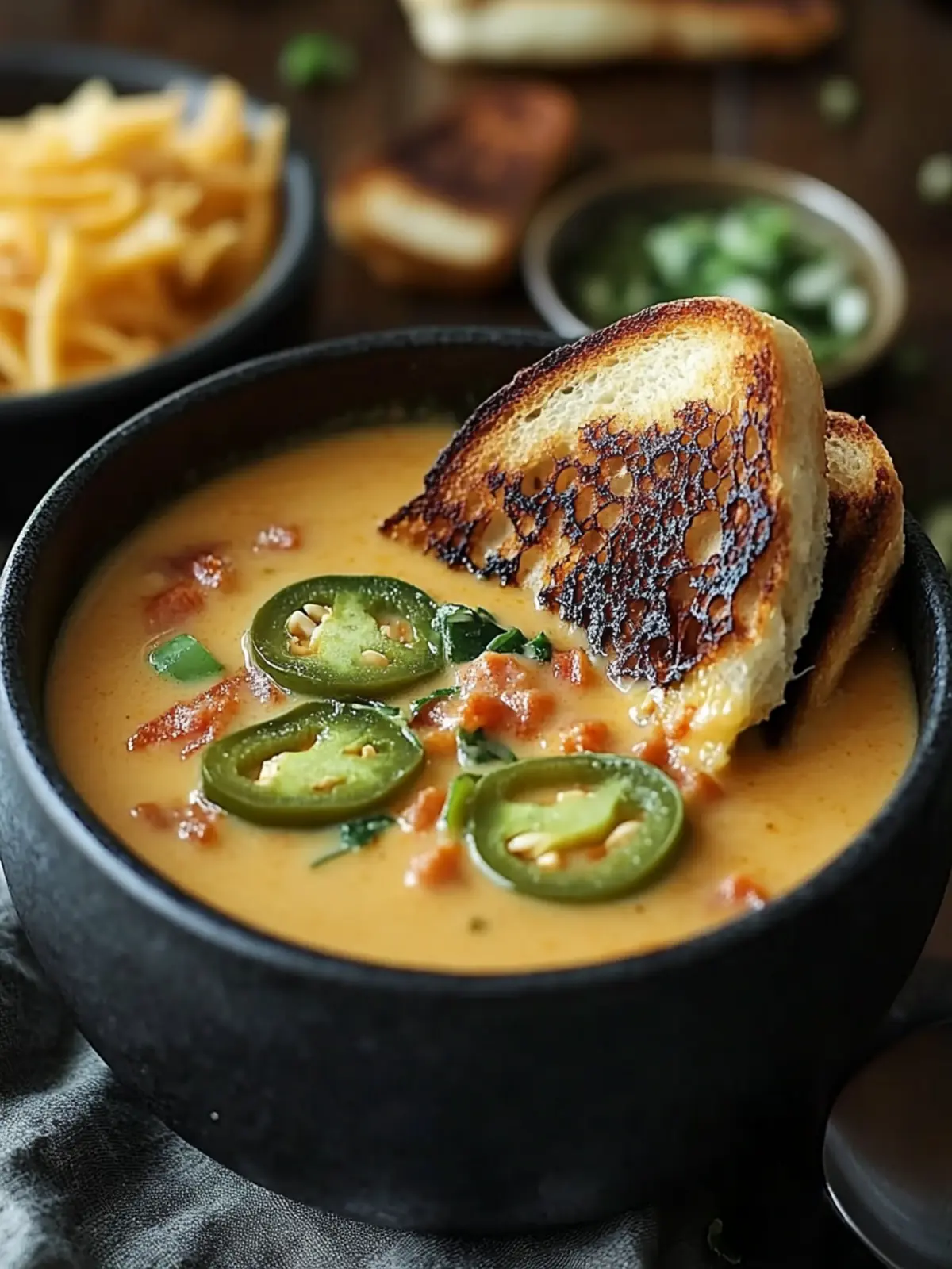 Spicy Jalapeño Popper Soup with Grilled Cheese Dippers Delight 2 Spicy Jalapeño Popper Soup with Grilled Cheese Dippers