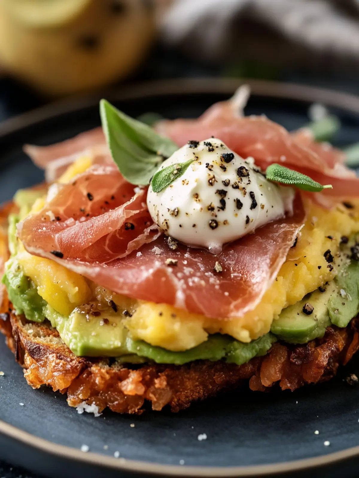 Irresistible Hash Brown Avocado Toast with Prosciutto Delight 2 Hash Brown Avocado Toast With Prosciutto