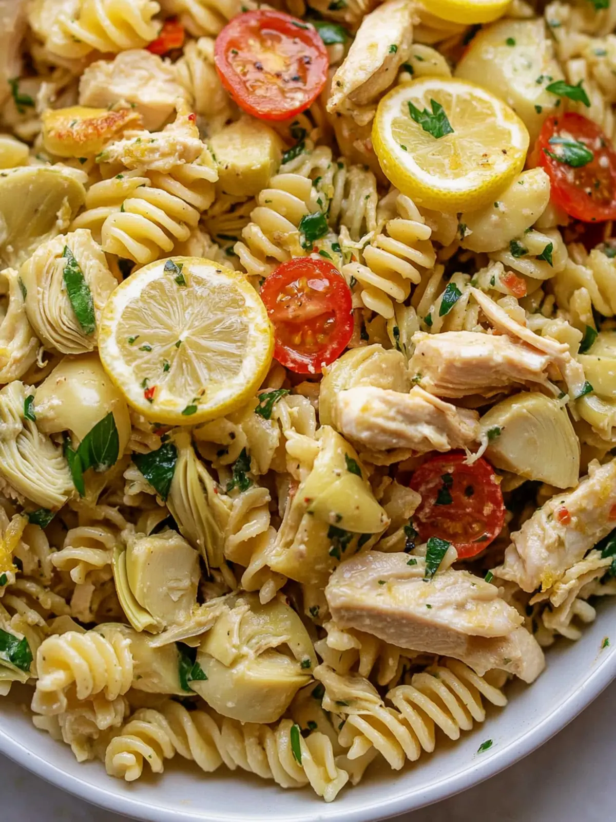 Lemon Chicken Artichoke Pasta Salad for Vibrant Flavor Lovers 2 Lemon Chicken Artichoke Pasta Salad.