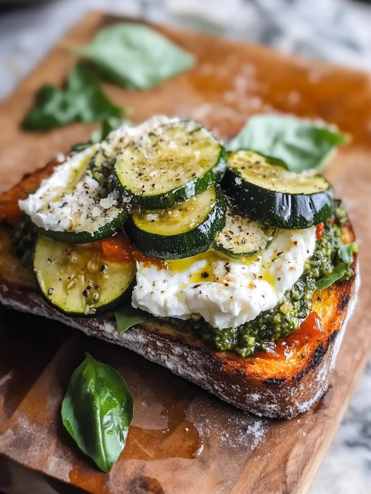 Irresistible Burrata & Olive Pesto Sandwich with Zucchini Confit 3 Burrata & Olive Pesto Sandwich with Zucchini Confit