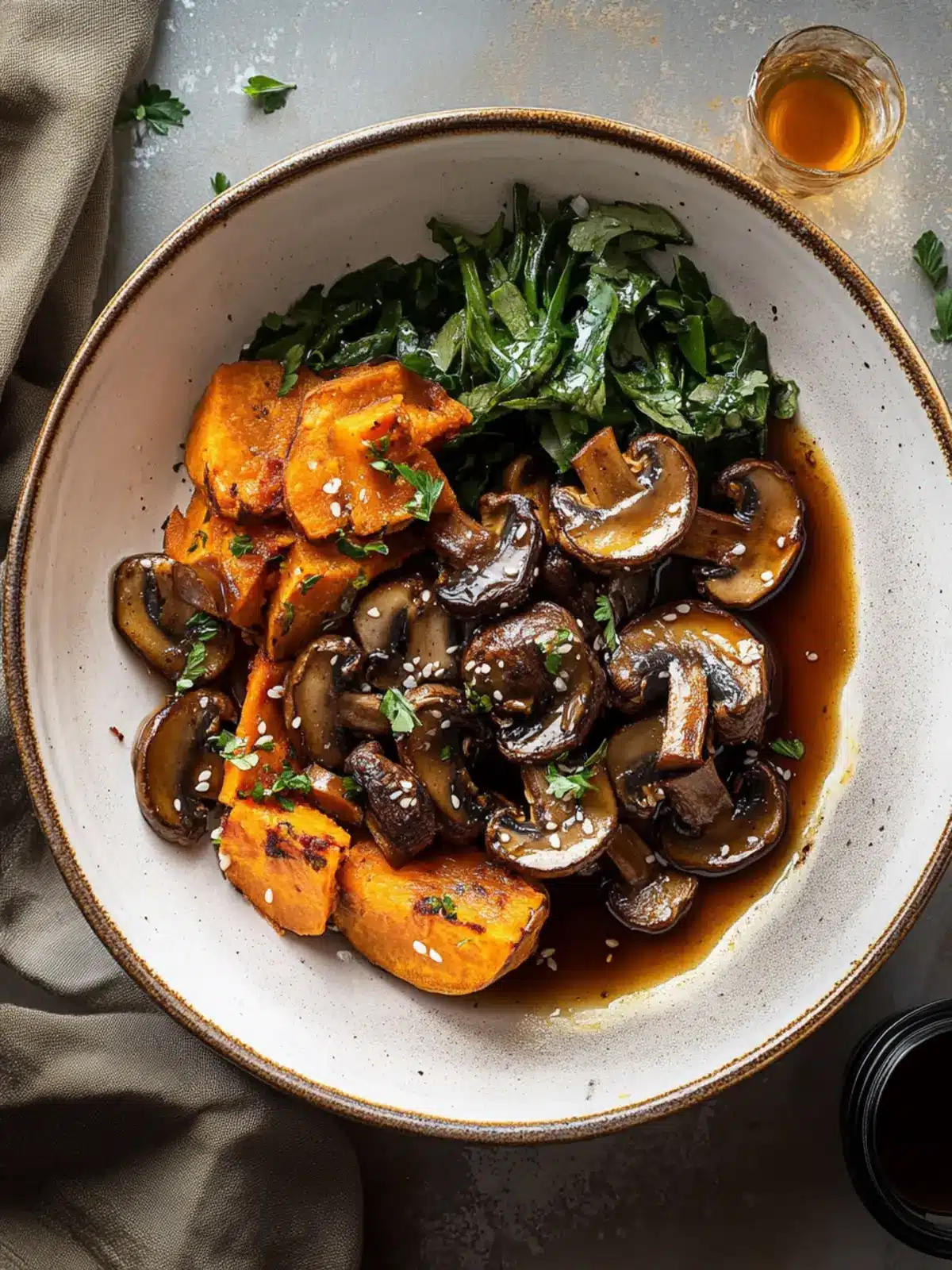Savory Miso Mushrooms with Sweet Potato Bake Delight 4 Miso mushrooms with sweet potato