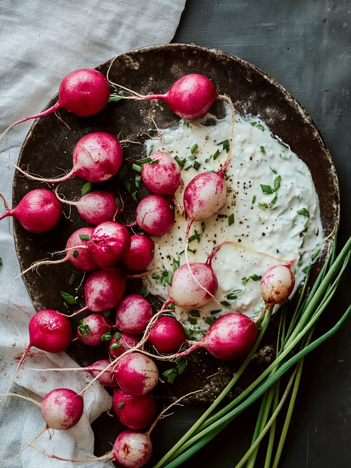 Roasted Radishes with Garlic Chive Yogurt for a Wholesome Bite 2 Roasted Radishes with Garlic Chive Yogurt