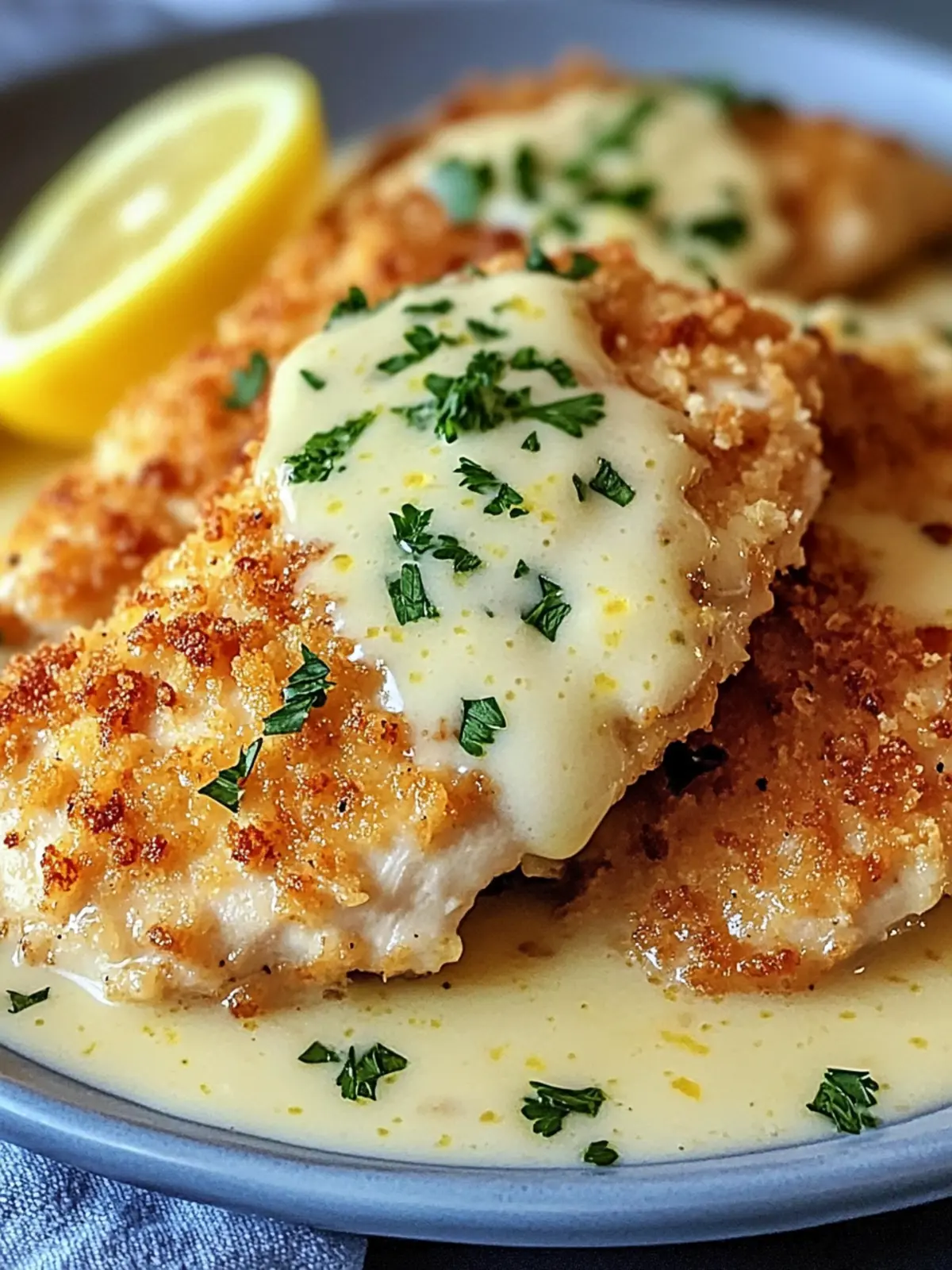 Lemon Pecorino Crusted Chicken: A Creamy Dinner Delight 3 Lemon Pecorino Crusted Chicken with Creamy Lemon Sauce