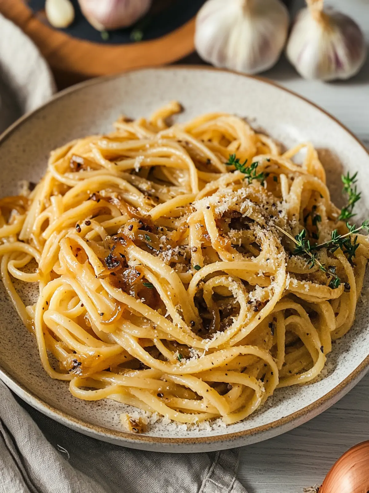 Creamy Vegan Caramelized Onion & Roasted Garlic Pasta Bliss 4 Vegan Caramelized Onion & Roasted Garlic Pasta