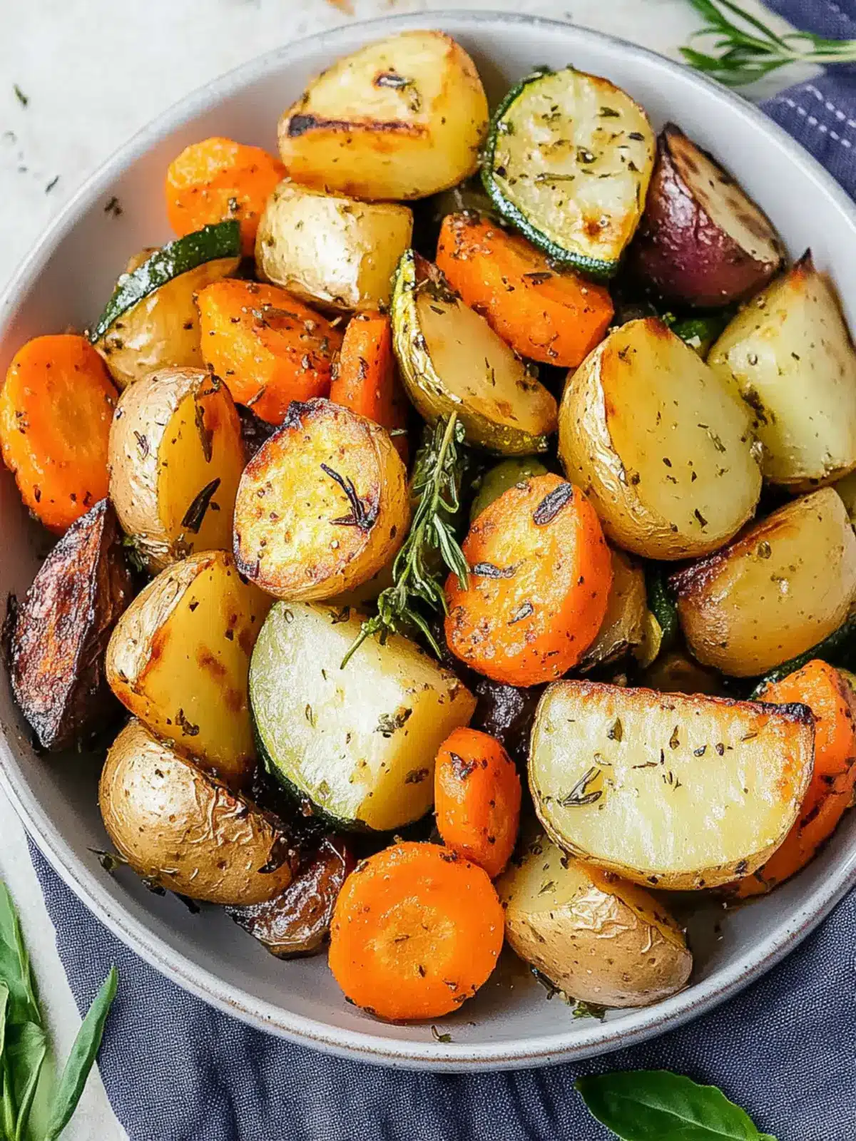 Garlic Herb Roasted Potatoes, Carrots, and Zucchini Bliss 3 Garlic Herb Roasted Potatoes, Carrots, and Zucchini