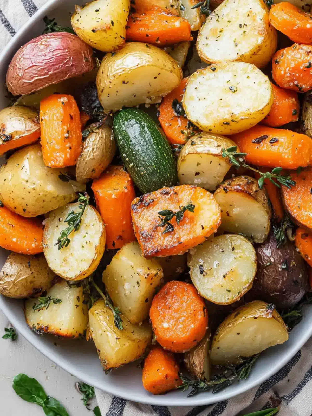 Garlic Herb Roasted Potatoes, Carrots, and Zucchini Bliss 2 Garlic Herb Roasted Potatoes, Carrots, and Zucchini