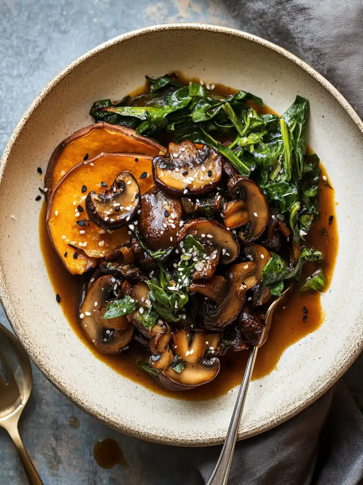 Savory Miso Mushrooms with Sweet Potato Bake Delight 5 Miso mushrooms with sweet potato
