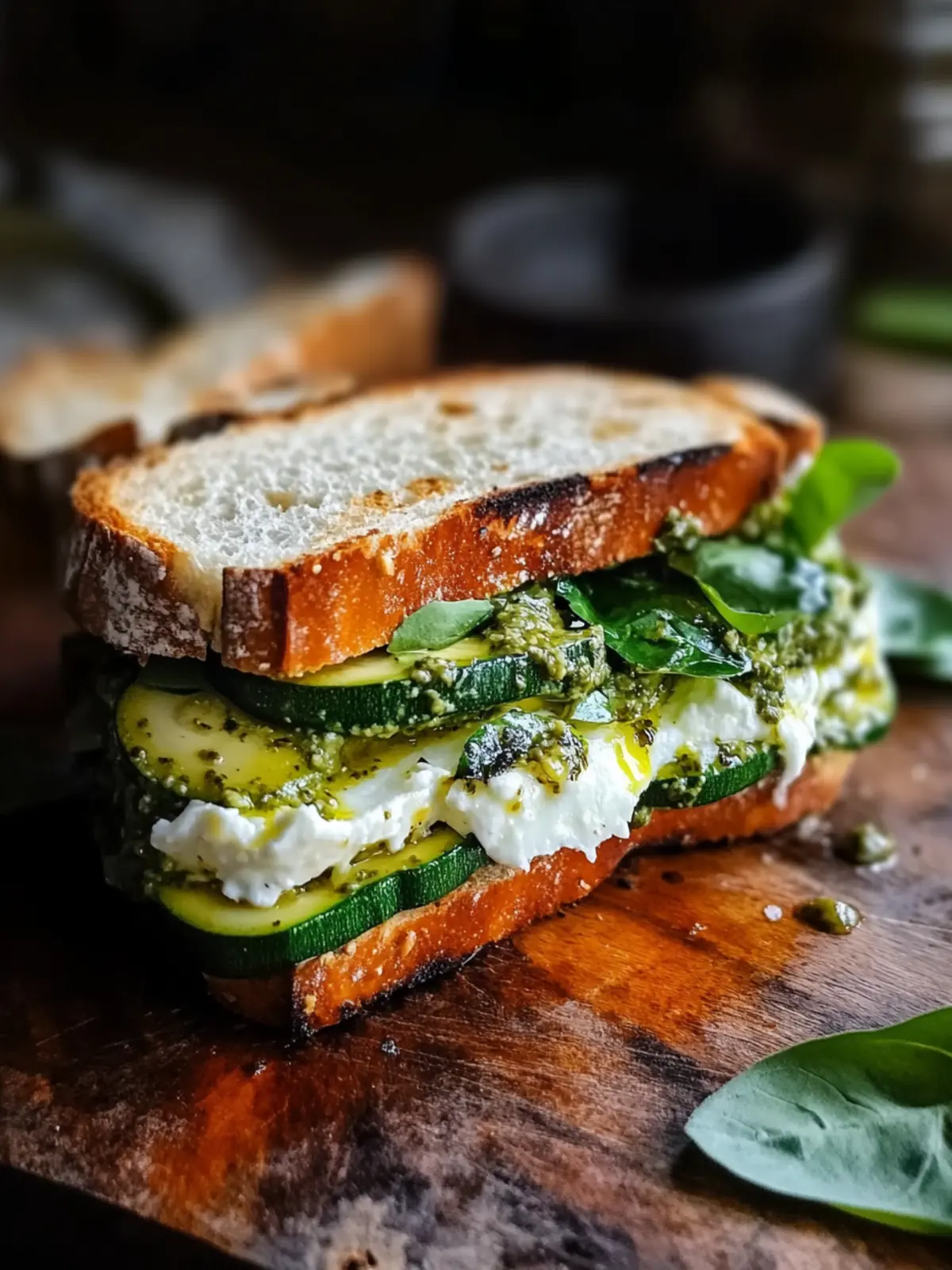 Irresistible Burrata & Olive Pesto Sandwich with Zucchini Confit 2 Burrata & Olive Pesto Sandwich with Zucchini Confit