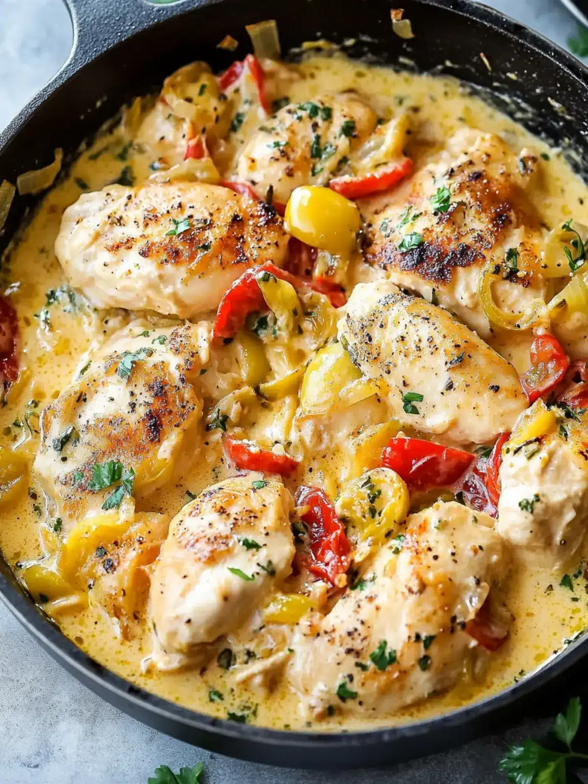 Creamy Pepperoncini Chicken Skillet
