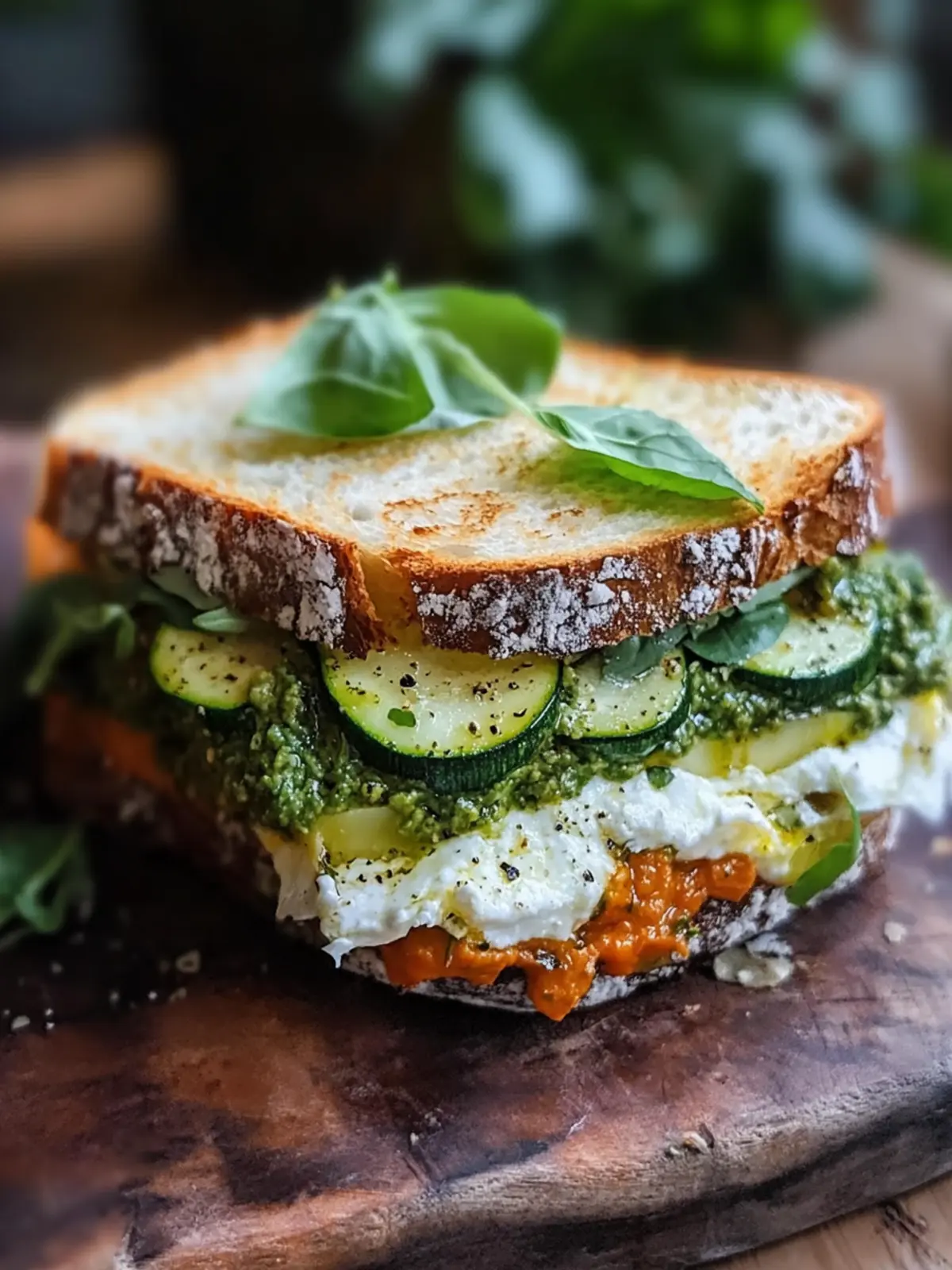 Irresistible Burrata & Olive Pesto Sandwich with Zucchini Confit 4 Burrata & Olive Pesto Sandwich with Zucchini Confit