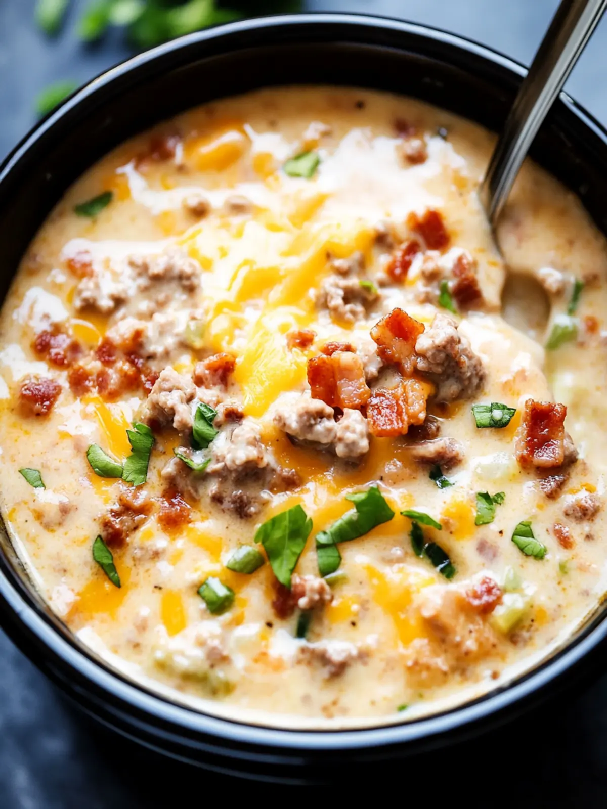 Creamy Slow Cooker Bacon Cheeseburger Soup for Cozy Nights 5 Slow Cooker Bacon Cheeseburger Soup