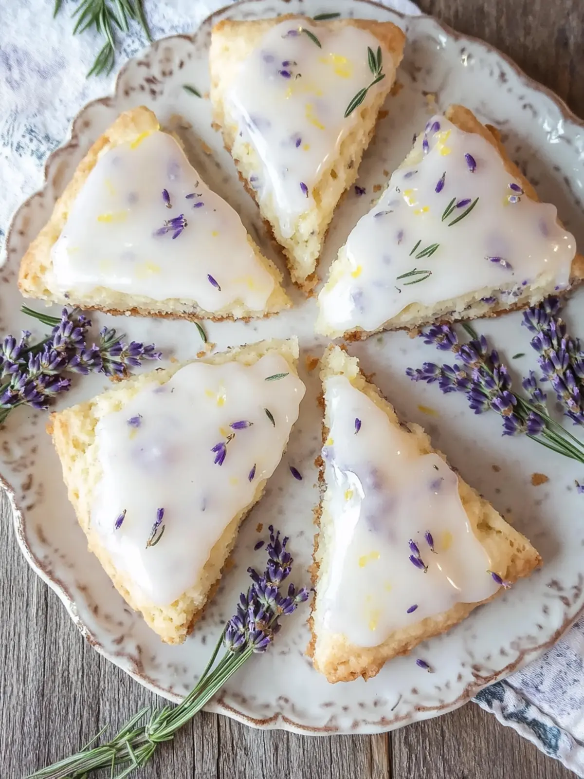 Lavender & Rosemary Scones with Lemon Glaze: A Delightful Treat 2 Lavender & Rosemary Scones + Lemon Glaze
