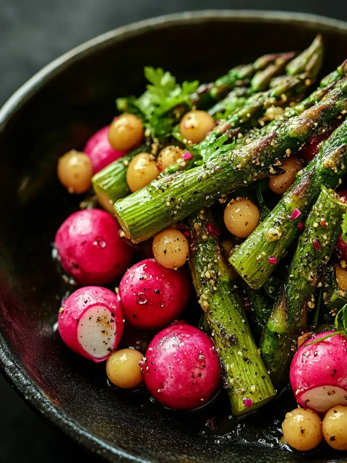 Roasted Asparagus and Radishes with Zesty Mustard Vinaigrette 3 Roasted Asparagus and Radishes with Mustard Vinaigrette