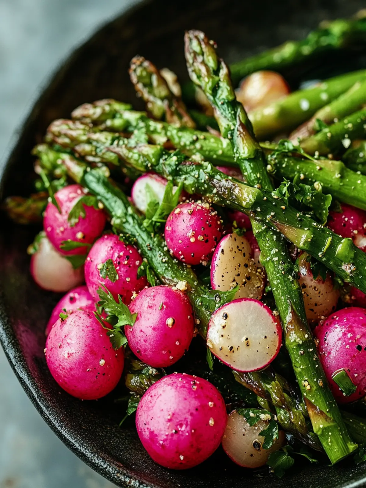 Roasted Asparagus and Radishes with Zesty Mustard Vinaigrette 5 Roasted Asparagus and Radishes with Mustard Vinaigrette