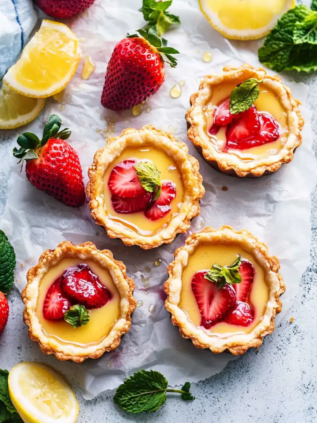 Strawberry Honey Custard Tarts with Lemon Curd Bliss 3 Strawberry Honey Custard Tarts with Lemon Curd