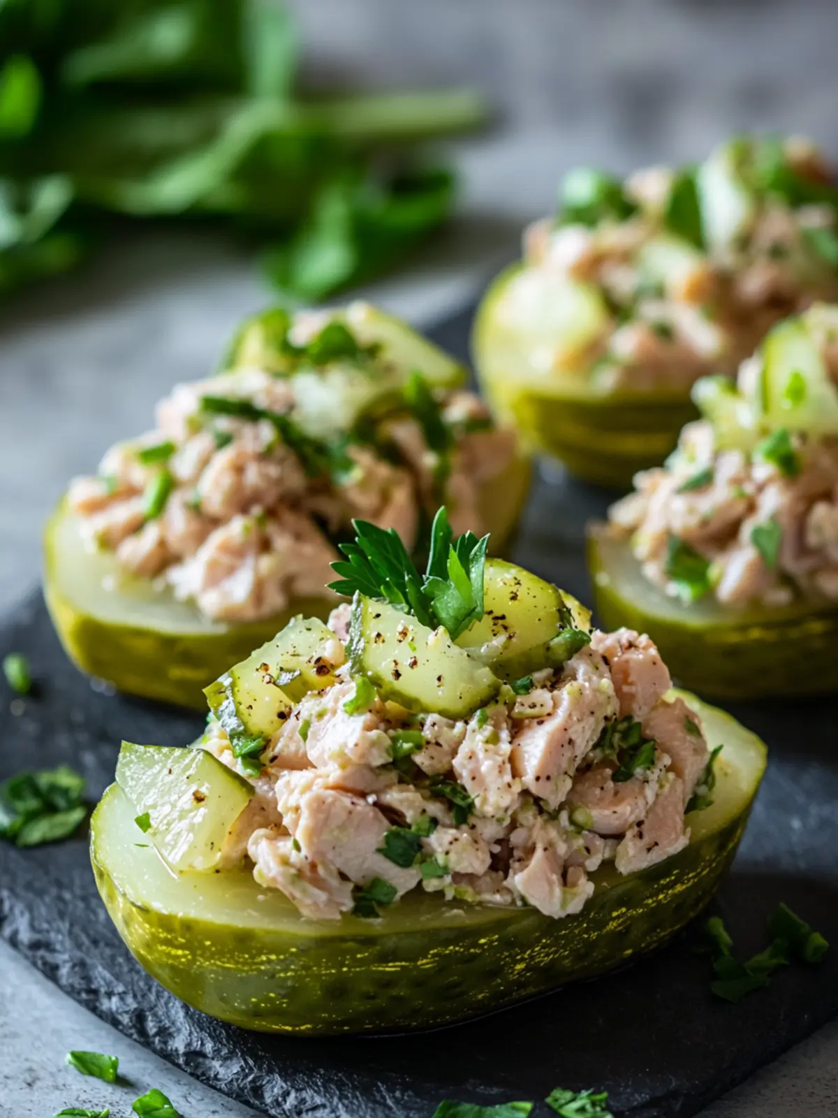Tuna Salad Pickle Boats: Quick, Low-Carb Snack Delight 3 Tuna Salad Pickle Boats
