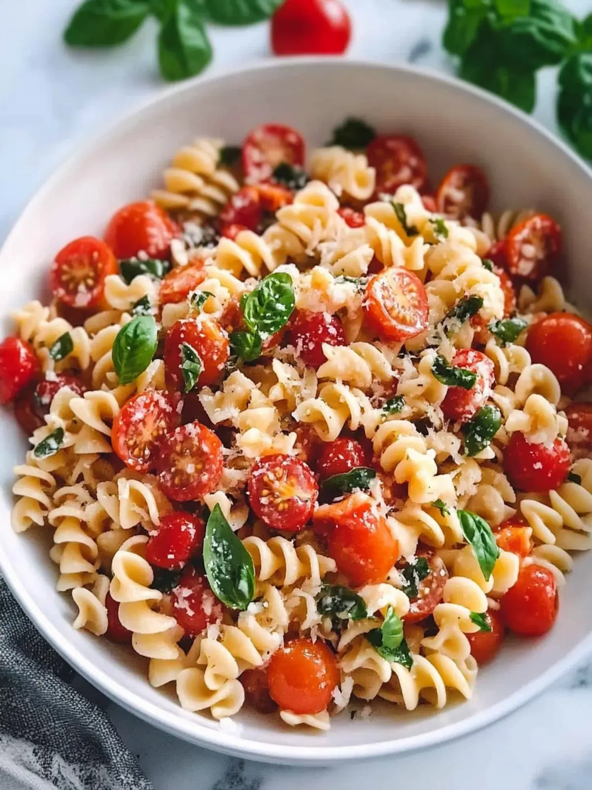 Cherry Tomato Bruschetta Pasta Salad