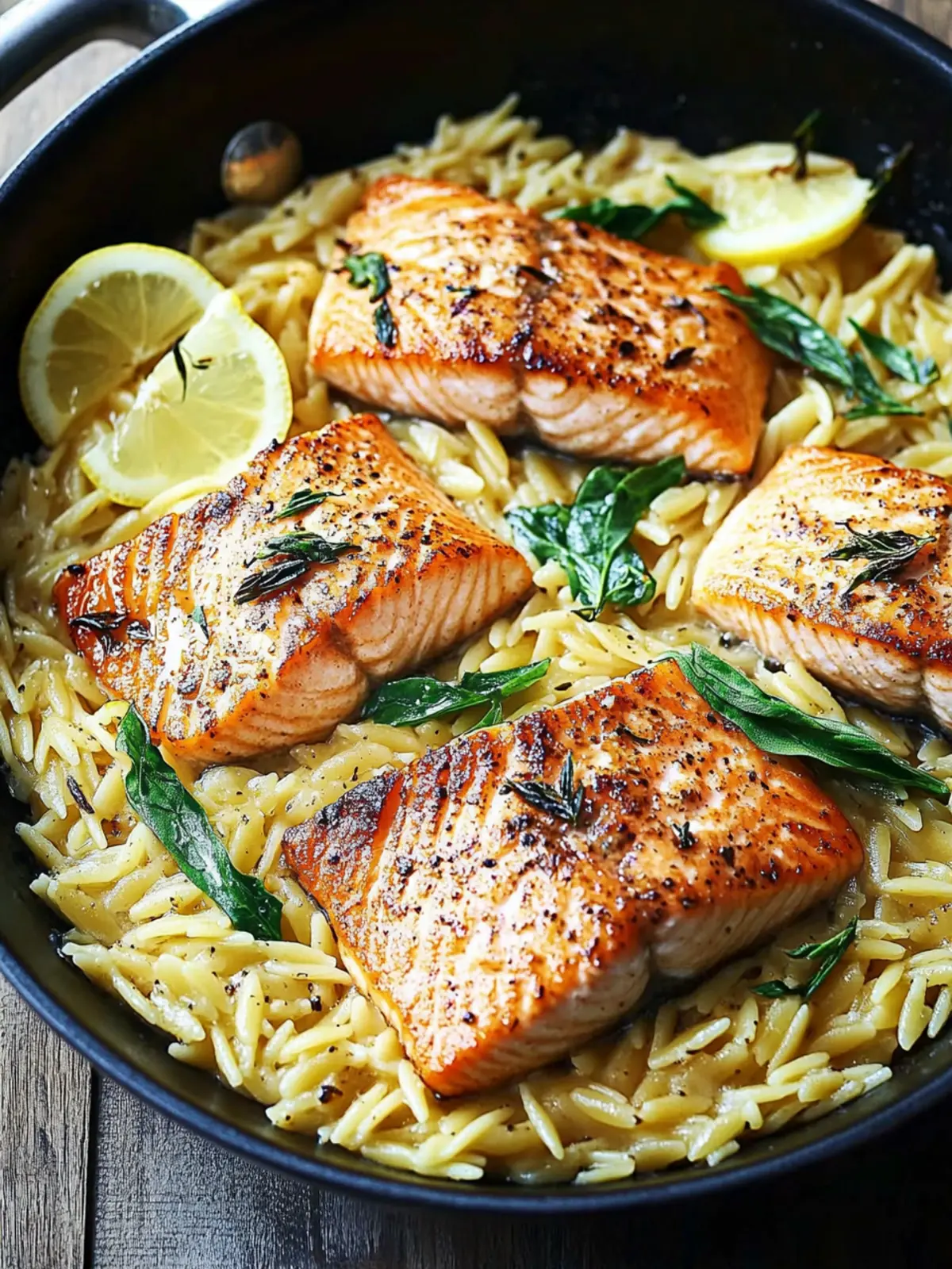 One Skillet Salmon with Lemon Orzo for Quick Weeknight Bliss 3 One Skillet Salmon with Lemon Orzo
