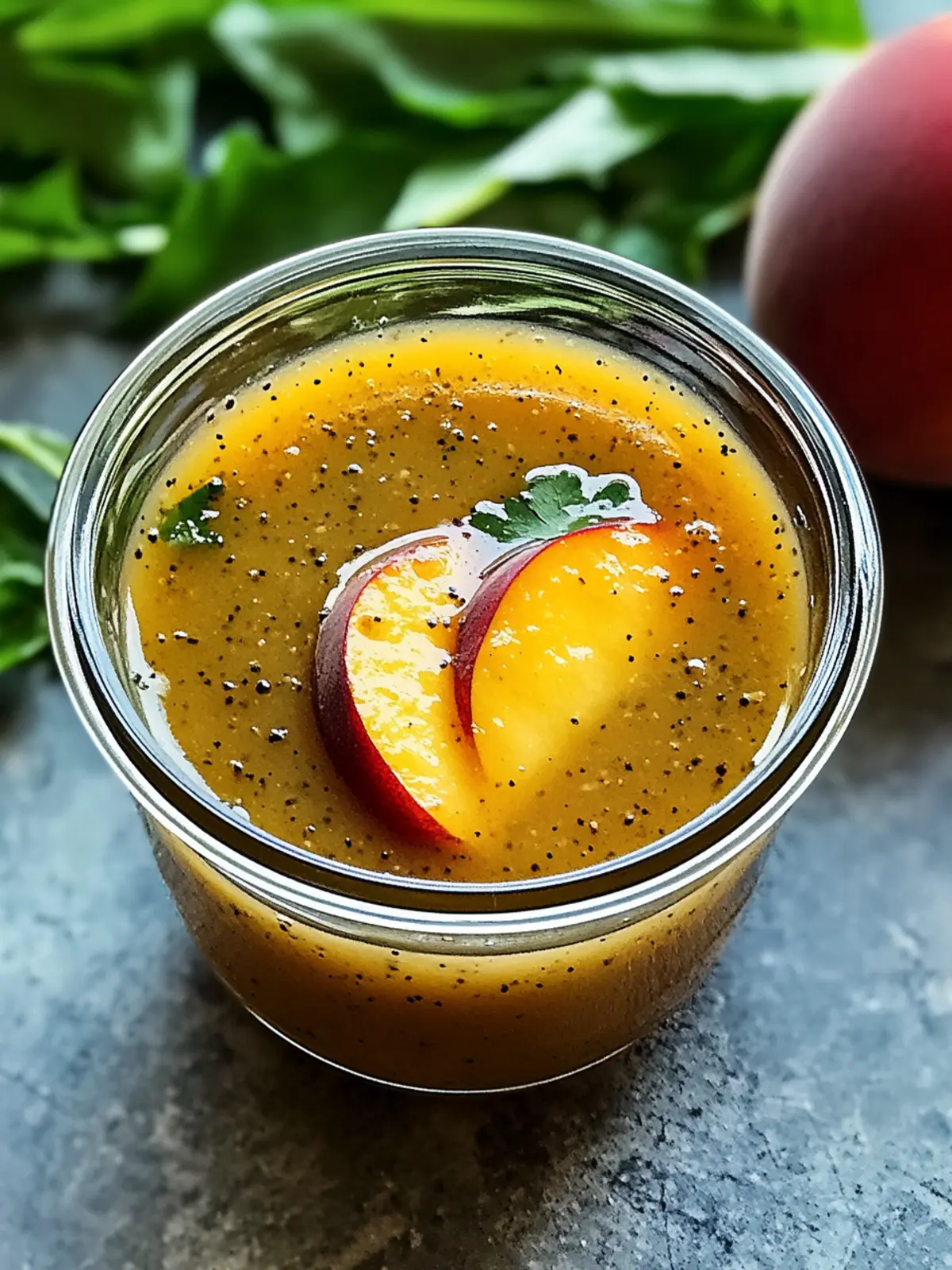 Peach Honey Dijon Balsamic Vinaigrette for Summer Salads 2 Peach Honey Dijon Balsamic Vinaigrette