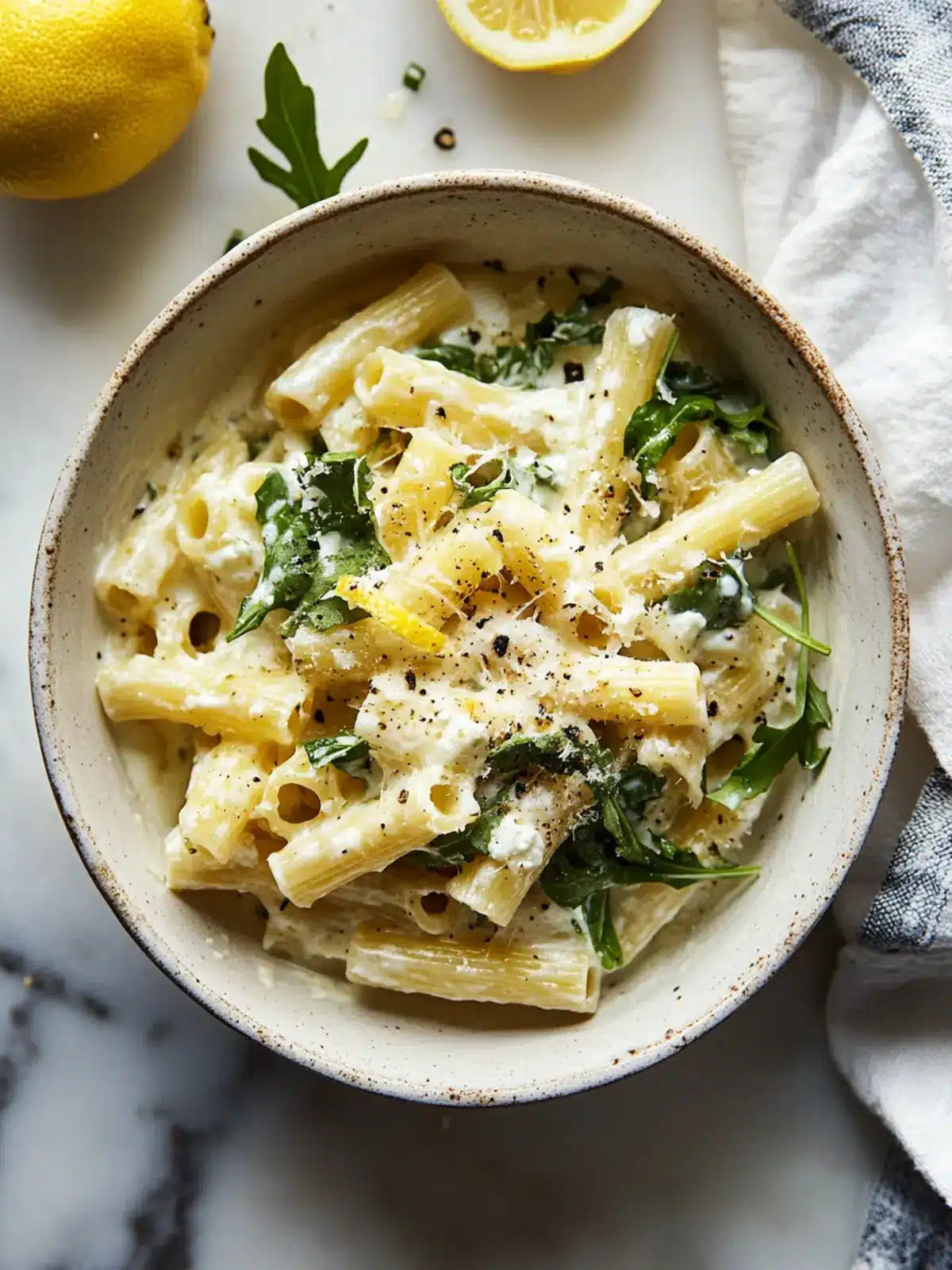 Zesty Lemon Ricotta Pasta With Arugula in 20 Minutes! 4 Lemon Ricotta Pasta With Arugula