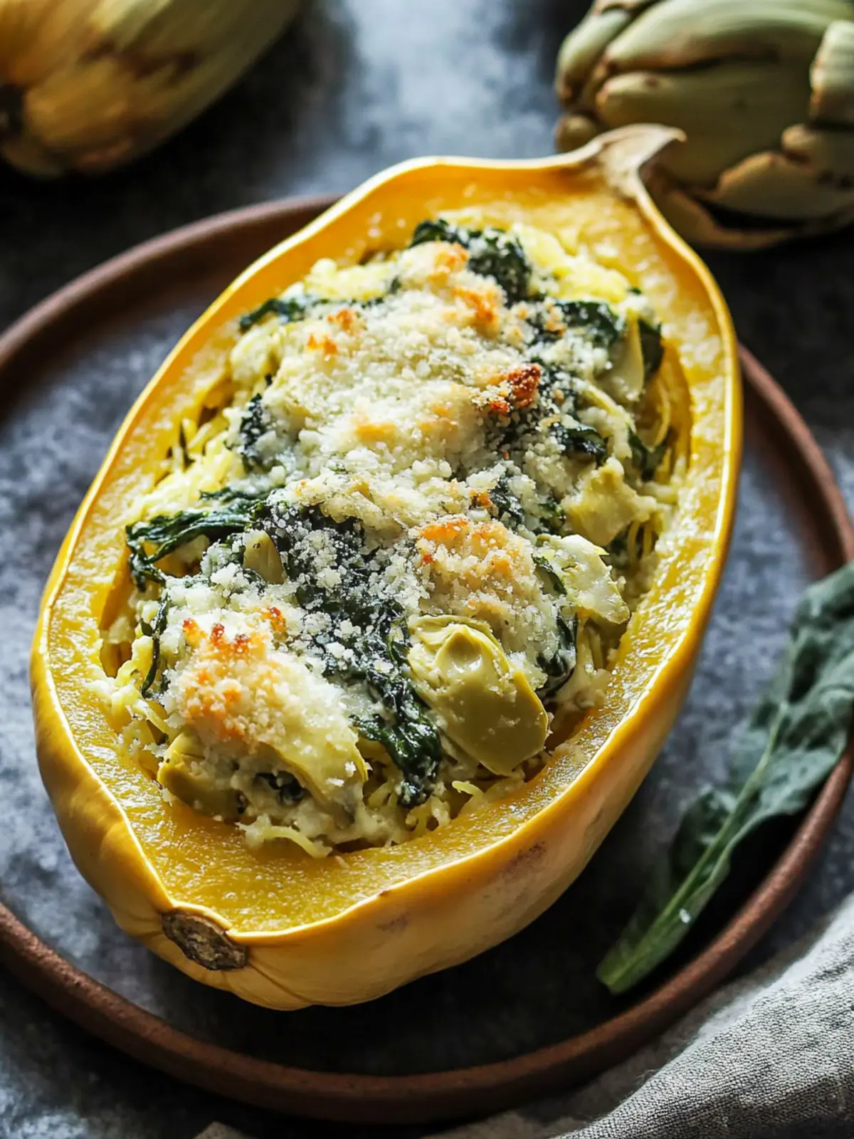 Delicious Spinach and Artichoke Stuffed Spaghetti Squash Joy 5 Spinach and Artichoke Stuffed Spaghetti Squash
