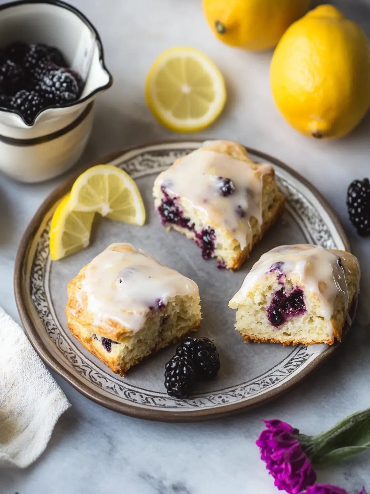 Blackberry Scones with Lemon Glaze for Brunch Bliss 4 Blackberry Scones with Lemon Glaze