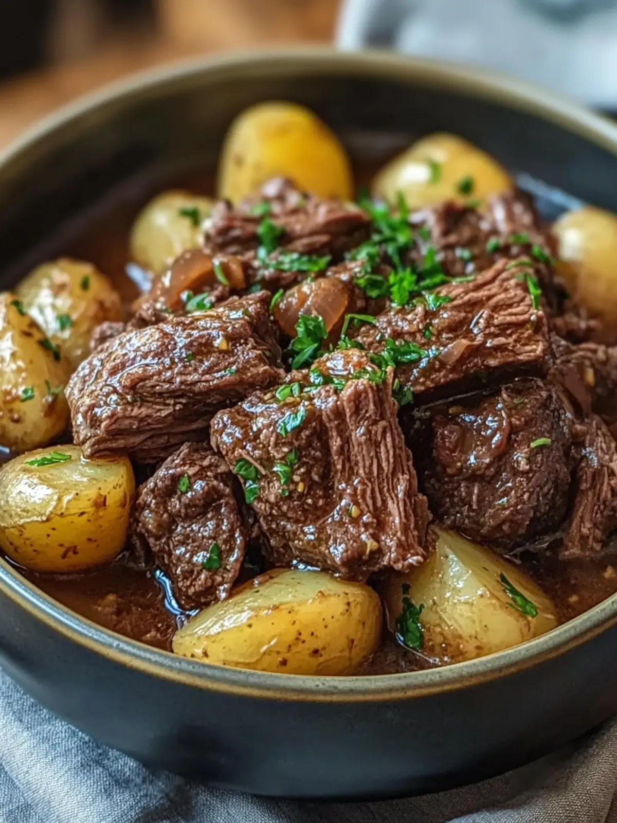 Slow Cooker Garlic Butter Beef with Potatoes