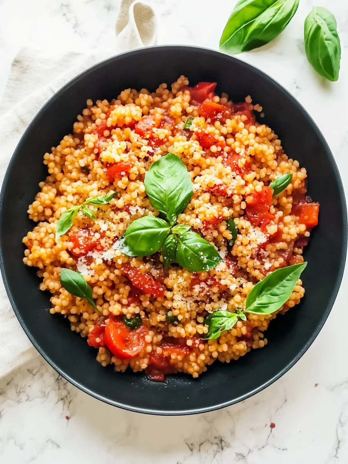 Easy Healthy One-Pan Couscous with Garlic, Tomato and Basil 5 Healthy One-Pan Couscous With Garlic, Tomato and Basil