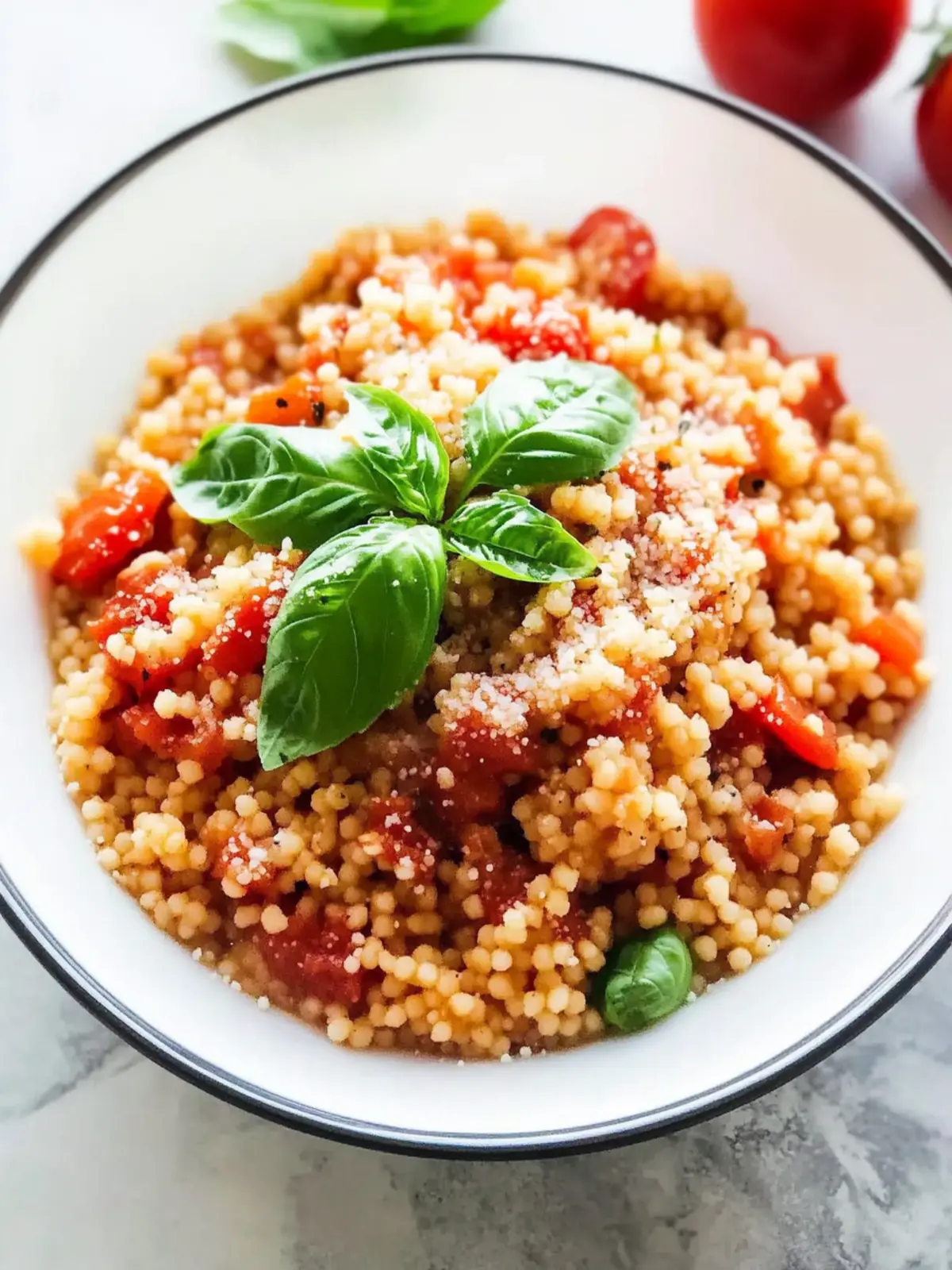 Easy Healthy One-Pan Couscous with Garlic, Tomato and Basil 3 Healthy One-Pan Couscous With Garlic, Tomato and Basil