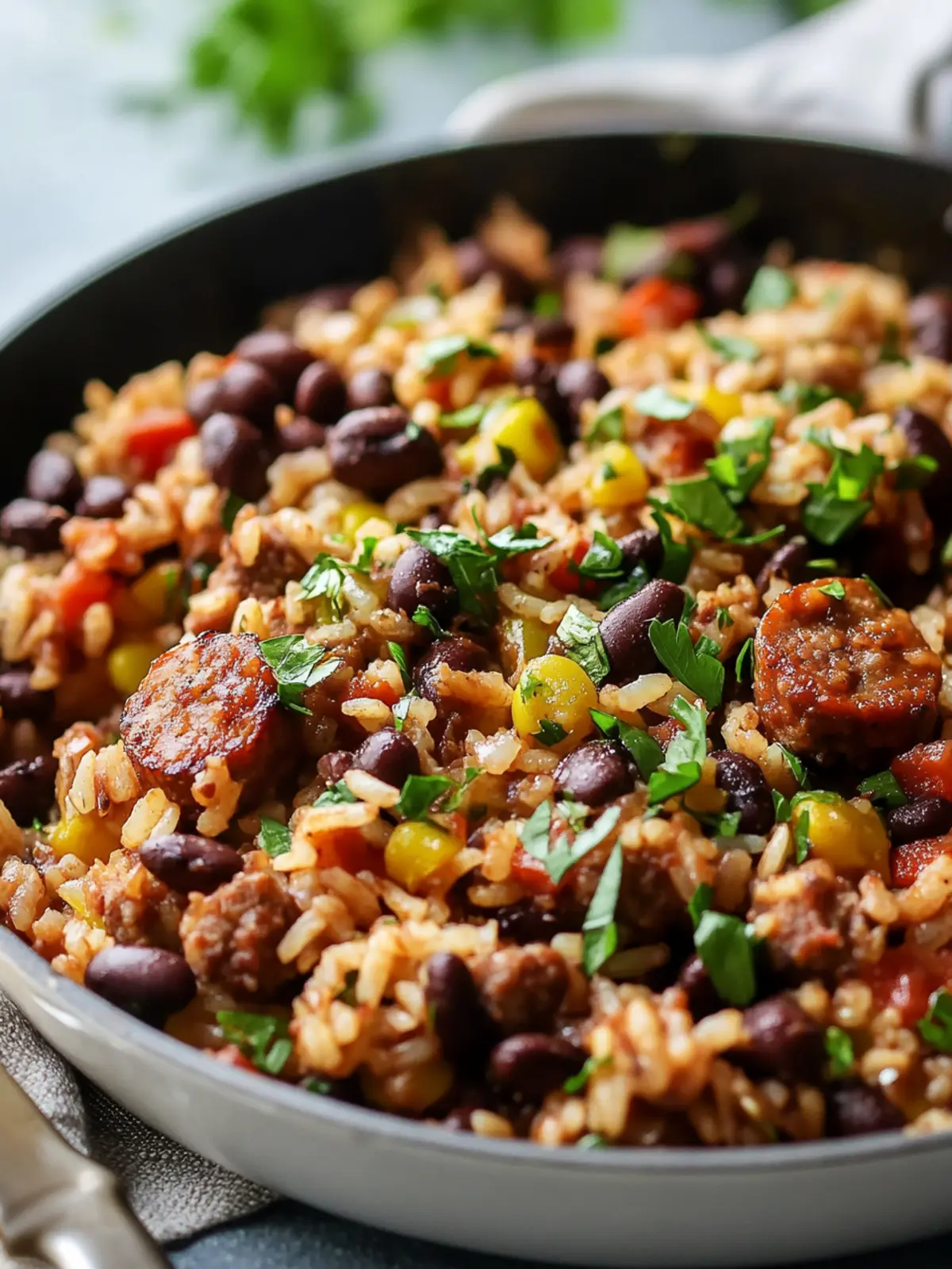 Savory Black Beans, Sausage and Rice Skillet in 30 Minutes 4 Black Beans, Sausage and Rice Skillet