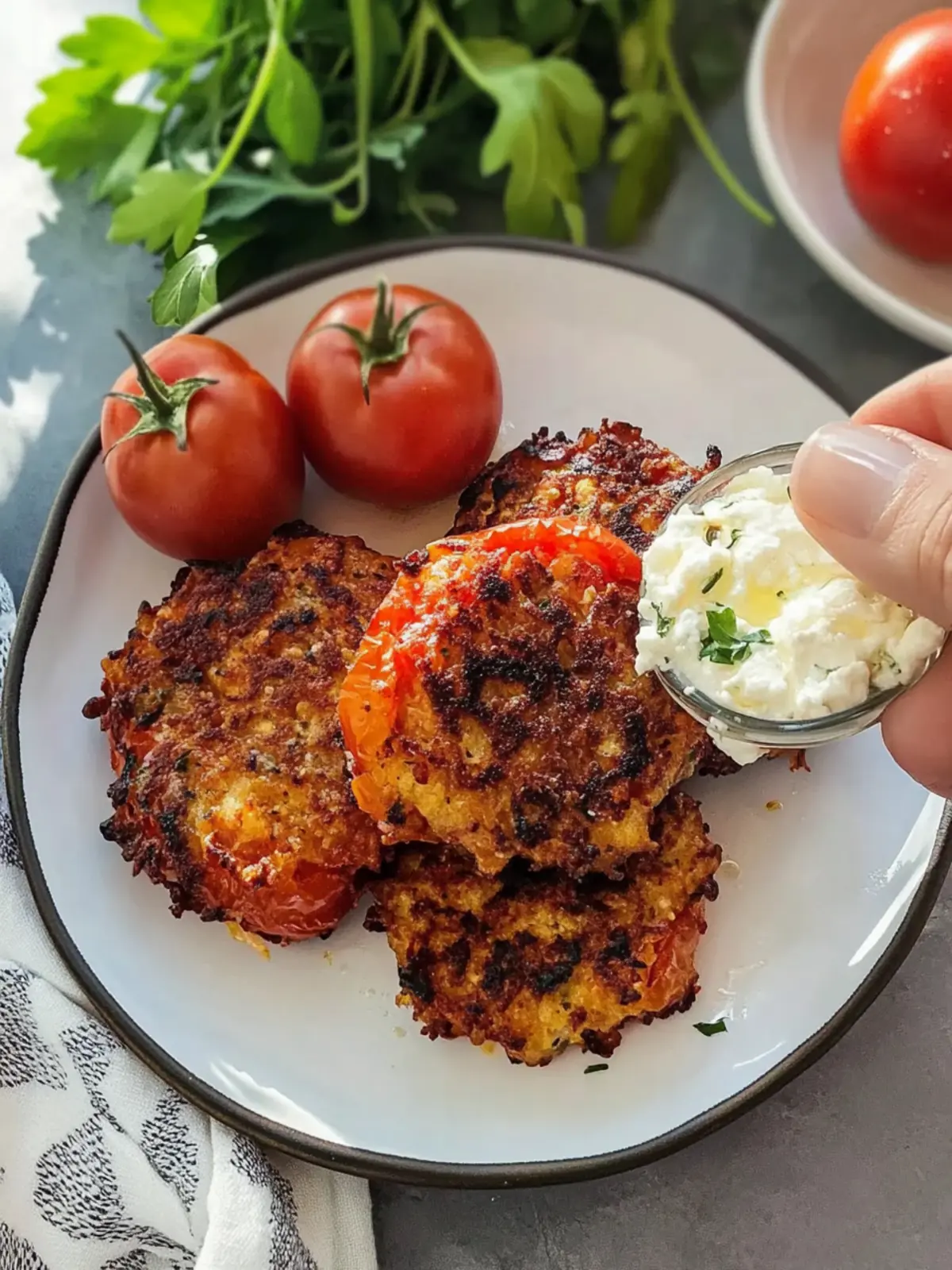 Greek Tomato and Feta Fritters