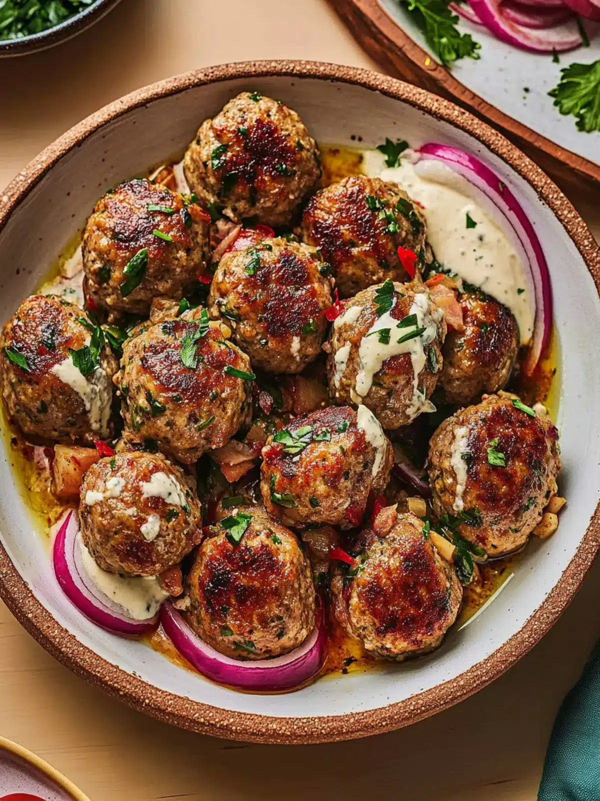 Savory Turkish Meatballs with Creamy Yogurt Sauce Delight 2 Turkish Meatballs