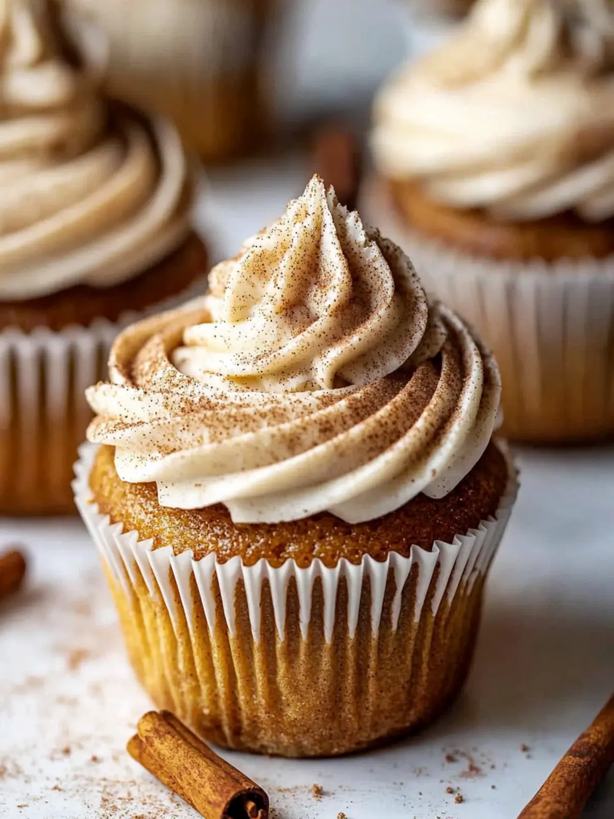 Irresistible Vanilla Chai Pumpkin Latte Cupcakes Delight 3 Vanilla Chai Pumpkin Latte Cupcakes with Cinnamon Brown Sugar Frosting.