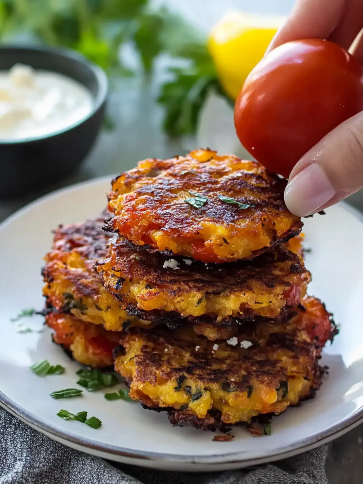Delicious Greek Tomato and Feta Fritters for Summer Snacking 4 Greek Tomato and Feta Fritters