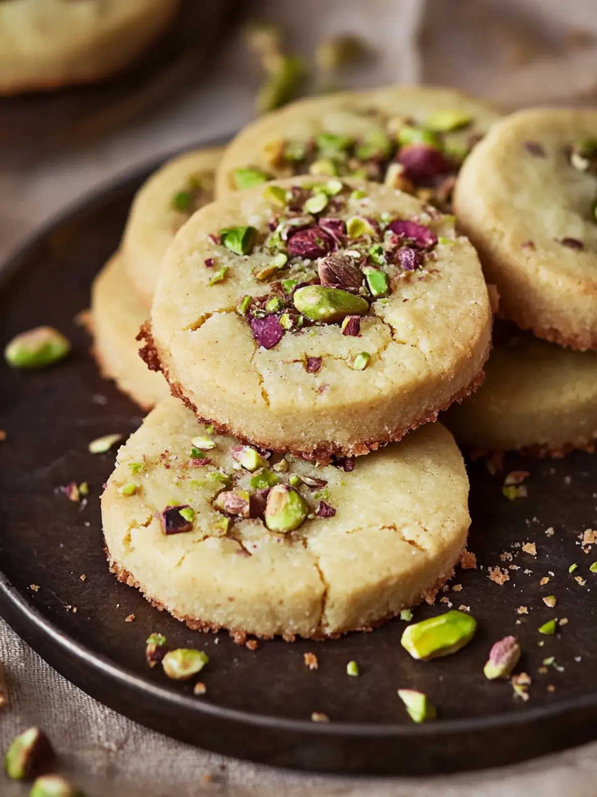 Decadent Pistachio Shortbread Cookies with Dark Chocolate Drizzle 2 Pistachio Shortbread Cookies