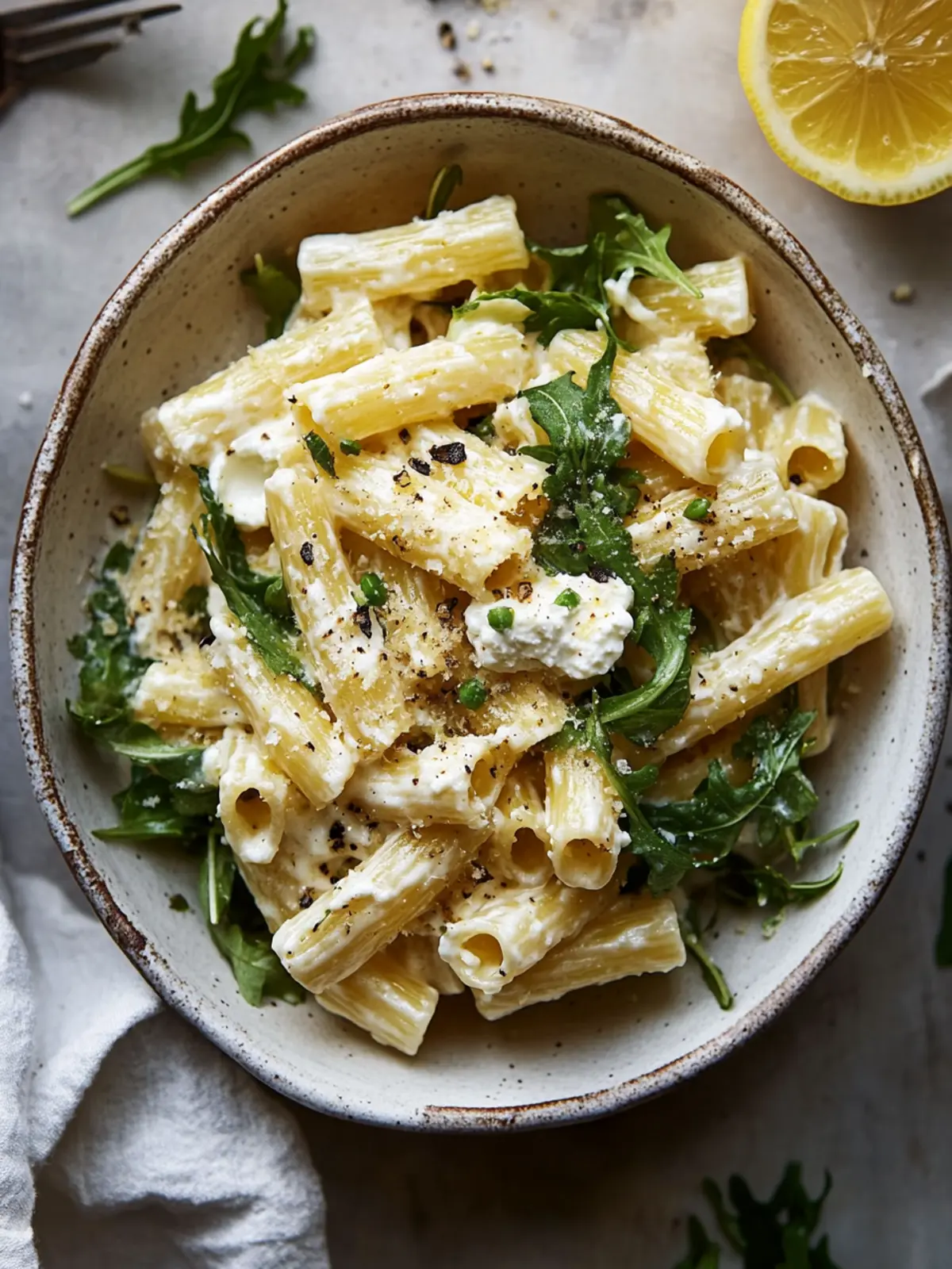 Lemon Ricotta Pasta With Arugula