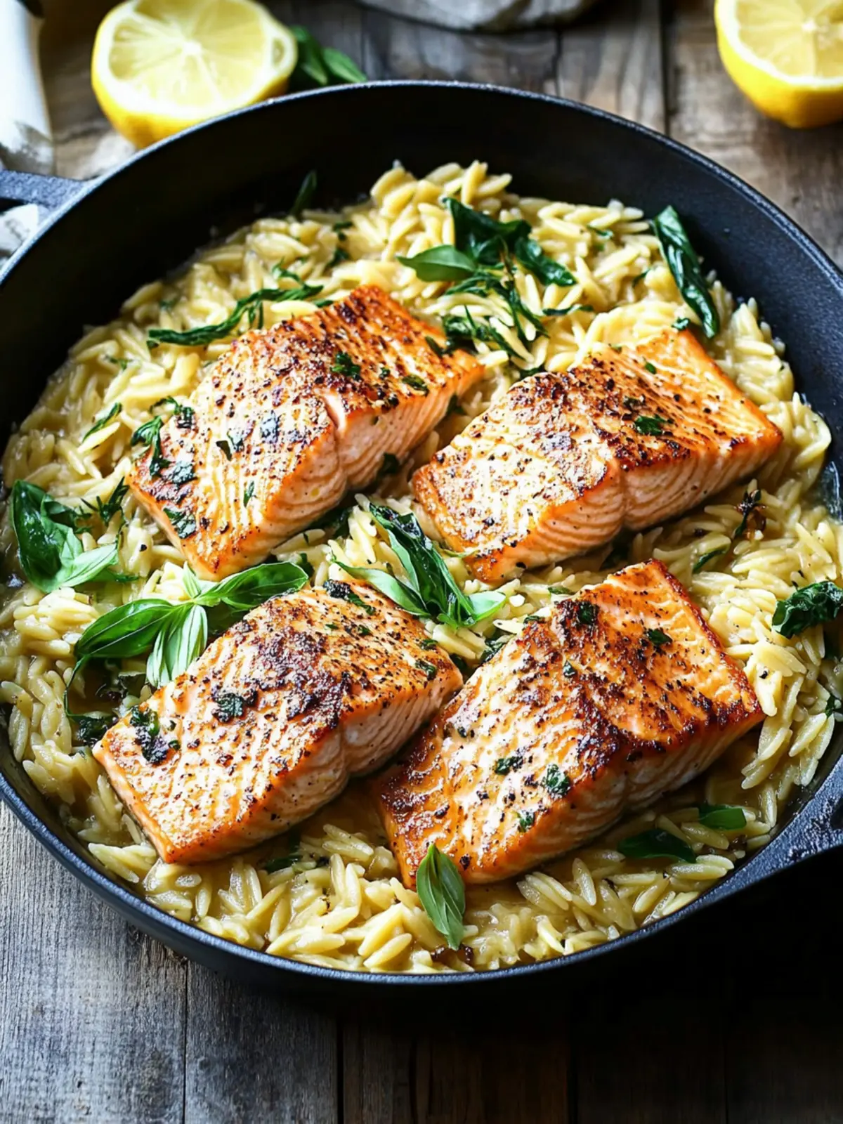 One Skillet Salmon with Lemon Orzo for Quick Weeknight Bliss 2 One Skillet Salmon with Lemon Orzo
