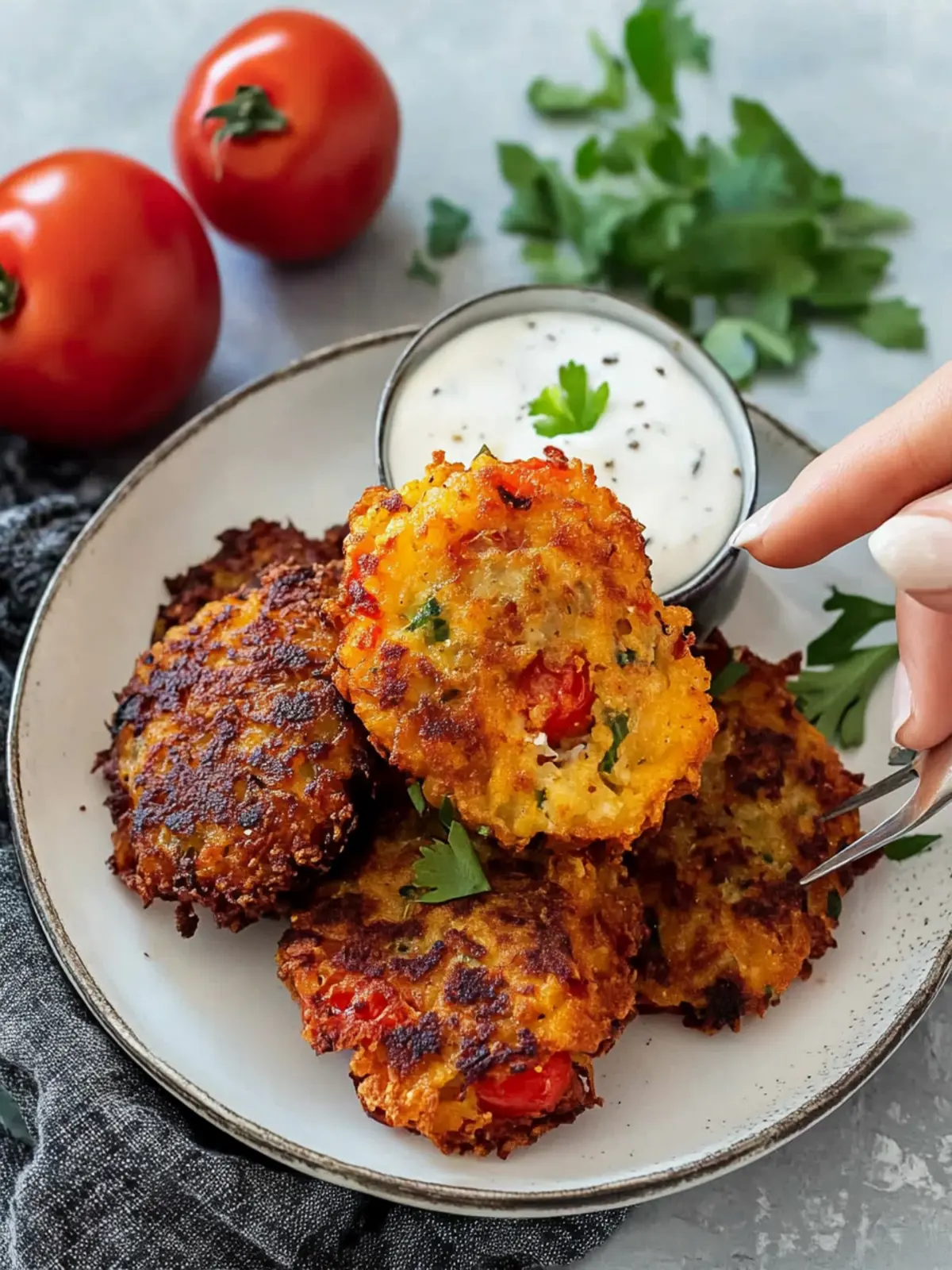 Delicious Greek Tomato and Feta Fritters for Summer Snacking 3 Greek Tomato and Feta Fritters