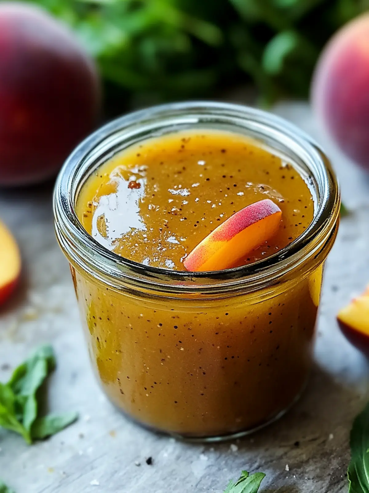 Peach Honey Dijon Balsamic Vinaigrette for Summer Salads 3 Peach Honey Dijon Balsamic Vinaigrette