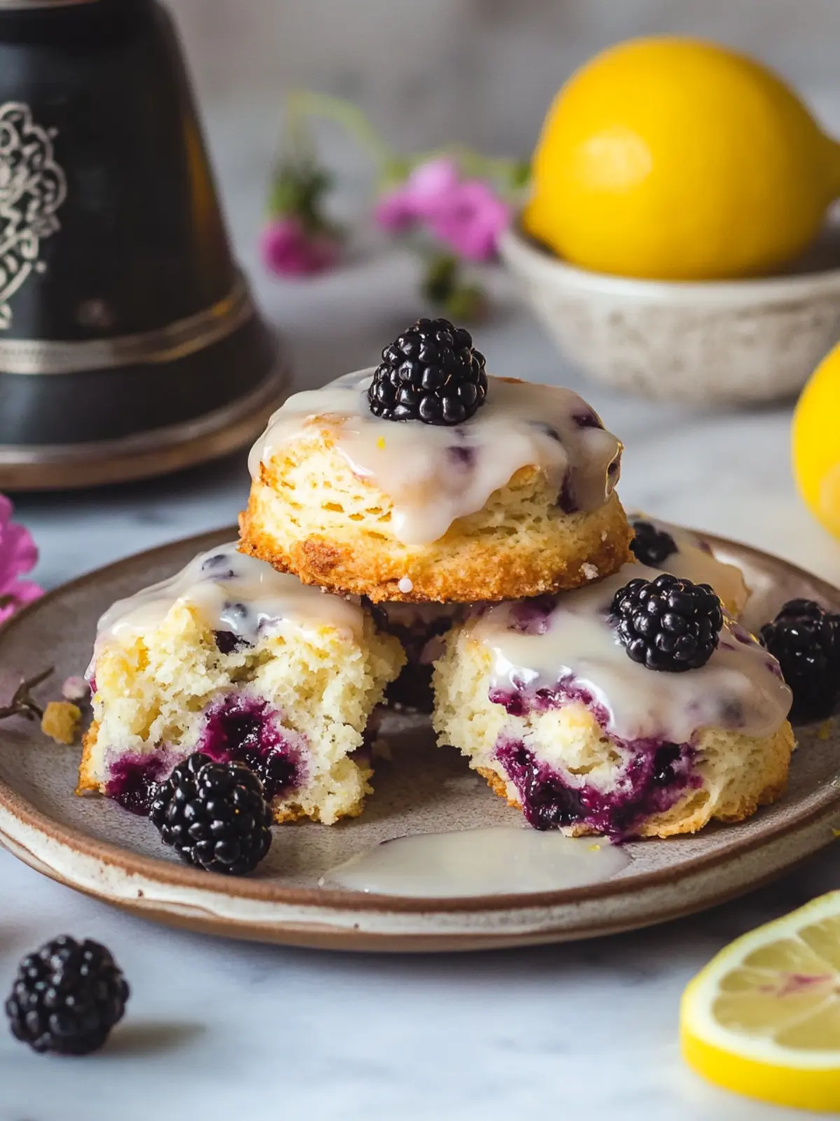 Blackberry Scones with Lemon Glaze