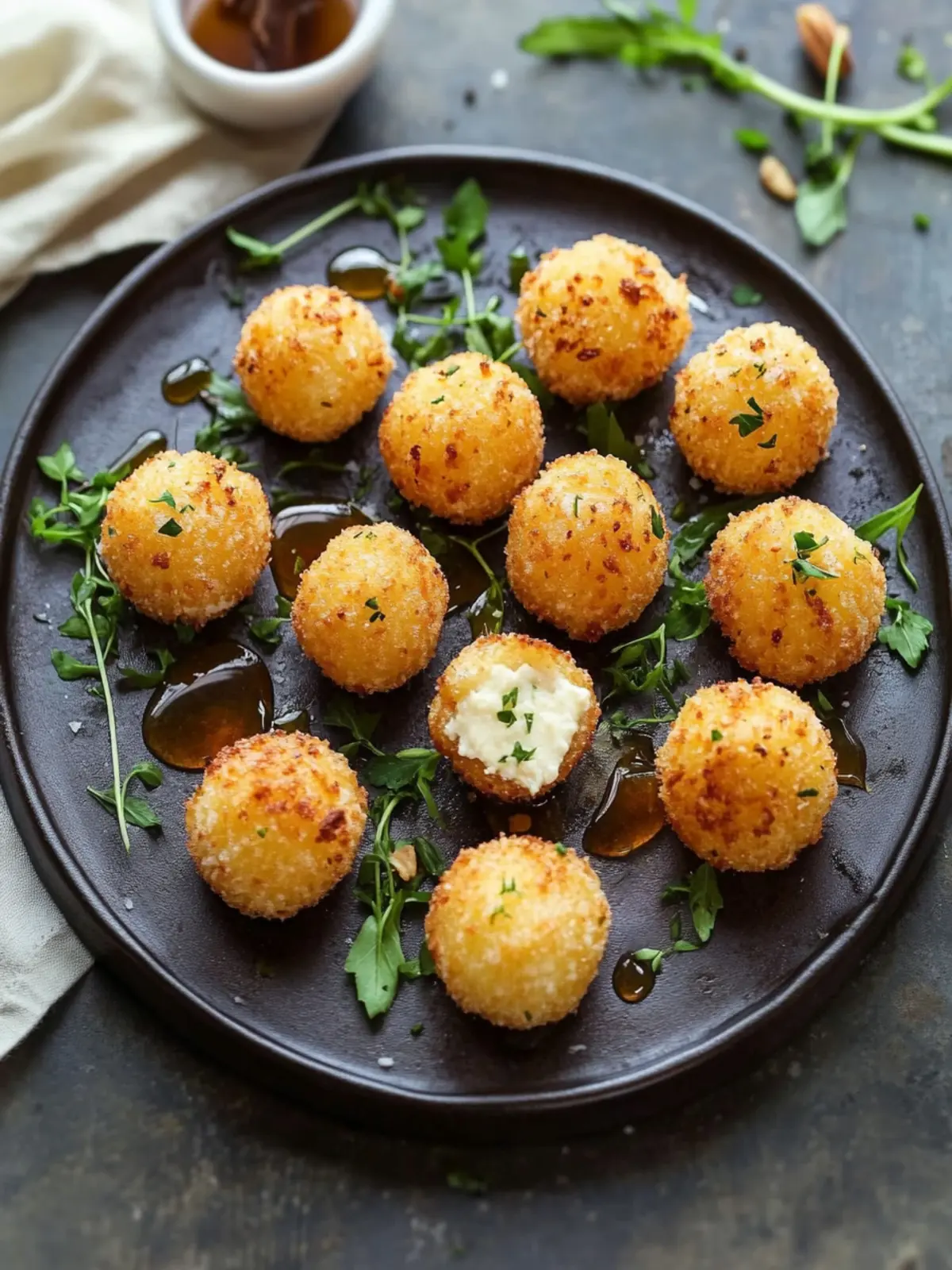 Crispy Goat Cheese Poppers with Honey